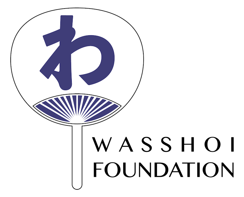 Wasshoi Foundation logo, a navy uchiwa fan with a Japanese character.